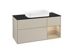 Villeroy und Boch Finion Waschtischunterschrank G712PCHH 120x60,3x50,1cm, Regal rechts Oak Veneer, Sand Matt Lacquer