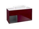Villeroy und Boch Finion Waschtischunterschrank F701HGHB 120x60,3x50,1cm, Regal links Midnight Blue Matt Lacquer, Peony Matt