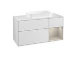 Villeroy und Boch Finion Waschtischunterschrank G711HHMT 120x60,3x50,1cm, Regal rechts Sand Matt, White matt lacquer
