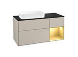 Villeroy und Boch Finion Waschtischunterschrank F692HFHH 120x60,3x50,1cm, Regal rechts Gold matt, Sand Matt Lacquer