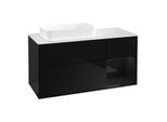 Villeroy und Boch Finion Waschtischunterschrank G691PHPH 120x60,3x50,1cm, Regal rechts Glossy Black Lacquer, Glossy Black Lacquer
