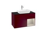 Villeroy und Boch Finion Waschtischunterschrank F782HHHB 100cm, Abdeckplatte black matt, Regale sand matt lacquer, Peony Matt