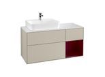 Villeroy und Boch Finion Waschtischunterschrank F151HBHH 120cm, Abdeckplatte white matt, Regal rechts Peony, Sand Matt Lacquer