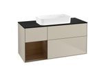 Villeroy und Boch Finion Waschtischunterschrank G702GNHH 120x60,3x50,1cm, Regal rechts Walnut veneer, Sand Matt Lacquer