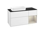 Villeroy und Boch Finion Waschtischunterschrank F692HHGF 120x60,3x50,1cm, Regal rechts Sand Matt, Glossy white lacquer