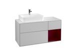 Villeroy und Boch Finion Waschtischunterschrank F151HBGJ 120cm, Abdeckplatte white matt, Regal rechts Peony, Light grey matt