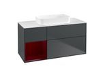 Villeroy und Boch Finion Waschtischunterschrank F701HBHG 120x60,3x50,1cm, Regal links Peony, Midnight Blue Matt Lacquer