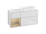 Villeroy und Boch Finion Waschtischunterschrank G681PCMT 120x60,3x50,1cm, Regal links Oak Veneer, White matt lacquer