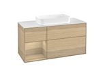 Villeroy und Boch Finion Waschtischunterschrank F701PCPC 120x60,3x50,1cm, Regal links Oak Veneer, Oak Veneer