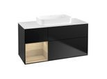 Villeroy und Boch Finion Waschtischunterschrank F701PCPD 120x60,3x50,1cm, Regal links Oak Veneer, Black matt lacquer