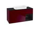 Villeroy und Boch Finion Waschtischunterschrank G712PHHB 120x60,3x50,1cm, Regal rechts Glossy Black Lacquer, Peony Matt