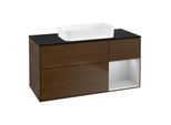 Villeroy und Boch Finion Waschtischunterschrank F712GJGN 120x60,3x50,1cm, Regal rechts Light grey matt, Walnut veneer