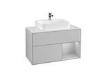 Villeroy und Boch Finion Waschtischunterschrank G121GJGJ 100cm, Abdeckplatte white matt, Emotion, Regal rechts Light grey matt, Light grey matt