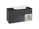 Villeroy und Boch Finion Waschtischunterschrank F712HHHG 120x60,3x50,1cm, Regal rechts Sand Matt, Midnight Blue Matt Lacquer