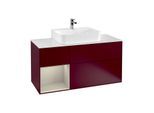 Villeroy und Boch Finion Waschtischunterschrank G161HHHB 120cm, Abdeckplatte white matt, Emotion, Regal links Sand Matt Lacquer, Peony Matt