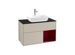 Villeroy und Boch Finion Waschtischunterschrank F782HBHH 100cm, Abdeckplatte black matt, Regale Peony matt lacquer, Sand Matt Lacquer