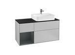 Villeroy und Boch Finion Waschtischunterschrank G142HGGJ 120cm, Abdeckplatte black matt, Emotion, Regal links Midnight Blue Matt Lacquer, Light grey matt