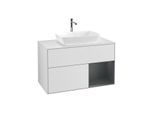 Villeroy und Boch Finion Waschtischunterschrank F781HGMT 100cm, Abdeckplatte white matt, Regale Midnight matt lacquer, White matt lacquer