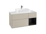Villeroy und Boch Finion Waschtischunterschrank G171PDHH 120cm, Abdeckplatte white matt, Emotion, Regal rechts Black matt lacquer, Sand Matt Lacquer