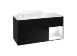 Villeroy und Boch Finion Waschtischunterschrank G691GFPH 120x60,3x50,1cm, Regal rechts Glossy white lacquer, Glossy Black Lacquer