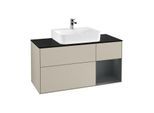 Villeroy und Boch Finion Waschtischunterschrank G172HGHH 120cm, Abdeckplatte black matt, Emotion, Regal rechts Midnight Blue Matt Lacquer, Sand Matt Lacquer
