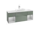 Villeroy und Boch Finion Waschtischunterschrank F861GJGM 160cm, Abdeckplatte white matt, Regale Light grey matt lacquer, Olive Matt Lacquer