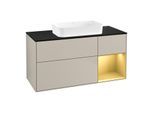 Villeroy und Boch Finion Waschtischunterschrank G712HFHH 120x60,3x50,1cm, Regal rechts Gold matt, Sand Matt Lacquer