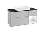 Villeroy und Boch Finion Waschtischunterschrank F712GFGJ 120x60,3x50,1cm, Regal rechts Glossy white lacquer, Light grey matt