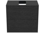 Ideal Standard Conca Waschtisch-Unterschrank T3946Y4 mit Ausschnitt, 2 Auszüge, 60x37x55 cm, mittig, Eiche geflammt Furnier