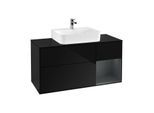 Villeroy und Boch Finion Waschtischunterschrank G172HGPH 120cm, Abdeckplatte black matt, Emotion, Regal rechts Midnight Blue Matt Lacquer, Glossy Black Lacquer