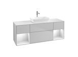 Villeroy und Boch Finion Waschtischunterschrank F861MTGJ 160cm, Abdeckplatte white matt, Regale White matt lacquer, Light grey matt