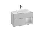 Villeroy und Boch Finion Waschtischunterschrank F781GJGJ 100cm, Abdeckplatte white matt, Regale Light grey matt lacquer, Light grey matt