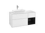 Villeroy und Boch Finion Waschtischunterschrank F811PHGF 120cm, Abdeckplatte white matt, Regale Glossy black lacquer, Glossy white lacquer