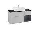 Villeroy und Boch Finion Waschtischunterschrank G172HGGJ 120cm, Abdeckplatte black matt, Emotion, Regal rechts Midnight Blue Matt Lacquer, Light grey matt