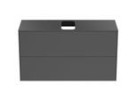 Ideal Standard Conca Waschtisch-Unterschrank T3948Y2 mit Ausschnitt, 2 Auszüge, 100x37x55 cm, mittig, Anthrazit matt lackiert