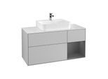 Villeroy und Boch Finion Waschtischunterschrank G171GKGJ 120cm, Abdeckplatte white matt, Emotion, Regal rechts Anthracite matt, Light grey matt