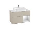 Villeroy und Boch Finion Waschtischunterschrank G121MTHH 100cm, Abdeckplatte white matt, Emotion, Regal rechts White matt lacquer, Sand Matt Lacquer