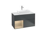Villeroy und Boch Finion Waschtischunterschrank G771PCHG 100cm, Abdeckplatte white matt, Emotion, Regale Oak Veneer, Midnight Blue Matt Lacquer