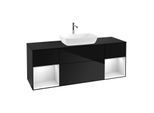 Villeroy und Boch Finion Waschtischunterschrank G862MTPH 160cm, Abdeckplatte black matt, Emotion, Regale White matt lacquer, Glossy Black Lacquer