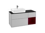 Villeroy und Boch Finion Waschtischunterschrank F152HBGJ 120cm, Abdeckplatte black matt, Regal rechts Peony, Light grey matt