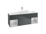 Villeroy und Boch Finion Waschtischunterschrank G861GJHG 160cm, Abdeckplatte white matt, Emotion, Regale Light grey matt lacquer, Midnight Blue Matt Lacquer