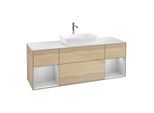 Villeroy und Boch Finion Waschtischunterschrank G861GJPC 160cm, Abdeckplatte white matt, Emotion, Regale Light grey matt lacquer, Oak Veneer