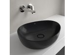 Villeroy und Boch Antao Aufsatzwaschtisch 4A7351R7 asymmetrisch, 51x40 cm, mit Ablaufventil, ohne Überlauf, pure black CeramicPlus