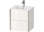 Duravit XViu Waschtisch-Unterschrank XV43150B122 51x42x56cm, 2 Schubkästen, wandhängend, champagner matt, weiß hochglanz