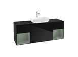 Villeroy und Boch Finion Waschtischunterschrank G862GMPH 160cm, Abdeckplatte black matt, Emotion, Regale Olive matt lacquer, Glossy Black Lacquer
