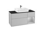 Villeroy und Boch Finion Waschtischunterschrank G172GJGJ 120cm, Abdeckplatte black matt, Emotion, Regal rechts Light grey matt, Light grey matt