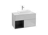 Villeroy und Boch Finion Waschtischunterschrank G771PDGJ 100cm, Abdeckplatte white matt, Emotion, Regale Black matt lacquer, Light grey matt