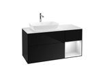 Villeroy und Boch Finion Waschtischunterschrank G811MTPH 120cm, Abdeckplatte white matt, Emotion, Regale White matt lacquer, Glossy Black Lacquer