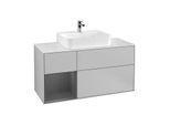 Villeroy und Boch Finion Waschtischunterschrank G161GKGJ 120cm, Abdeckplatte white matt, Emotion, Regal links Anthracite matt, Light grey matt