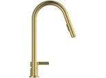 Ideal Standard Gusto Küchen-2-Loch-Armatur BD424A2 brushed gold, mit hohem Rohrauslauf und herausziehbarer 2-Funktionshandbrause